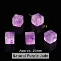 Natural purple jade 10mm sugar cube shaped loose bead for DIY jewelry making projects - 10mm / Natural Purple Jade