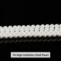 Premium luster South Sea white shell round beads for DIY jewelry making accessories - 4mm (Approx 90pcs) / White