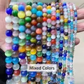 Stränge aus gemischten runden Katzenaugenstein-Perlen für DIY-Schmuckherstellungszubehör - 4mm 90 Stück/Packung / Mehrfarbig Nr. 1