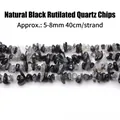 Natuurlijke zwarte rutielkwarts splinterkralen streng 5-8mm voor DIY sieraden accessoires - Natuurlijke Zwarte Rutilkwarts Split / 5-8mm ca. 122 stuks, lengte ca. 40cm per streng