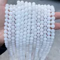 Perles rondes en calcédoine blanche naturelle pour la fabrication de bijoux et bracelets - 6mm environ 60pcs / Jade Blanc de Haute Qualité Naturelle (Imitation Jade Blanc de Hetian)