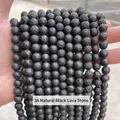 Natürliche 3A schwarze Lavasteinperlen für DIY-Schmuckherstellung und Basteln - 4mm (Ca. 90 Stk./Strang) / 3A Natürlicher Schwarzer Vulkanstein