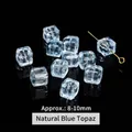 Natural blue topaz cubic sugar cube beads for DIY jewelry making accessories 8-10mm - 8-10mm / Natural Blue Topaz