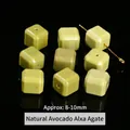 Natural avocado green Alashan agate cube beads for DIY jewelry making, 8-10mm size - Natural Avocado Alashan Agate Cube