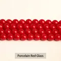 High-quality porcelain red round glass loose beads for DIY jewelry making accessories - 4mm / 90 Pieces/Pack / Ceramic Red