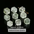 Faceted natural green quartz crystal cube loose beads for DIY jewelry, 11-14mm size - Natural Green Crystal Cube (Large)
