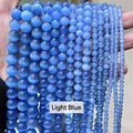 Brins de perles rondes en pierre d'œil de chat bleu clair pour la fabrication de bijoux DIY - 4mm 90 Pièces/Paquet / Pierre Œil de Chat Bleu Clair N° 7