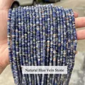 Natural blue sodalite 2mm abacus beads strand for handmade DIY jewelry crafting - Abacus Beads / Approx 4x2mm 145 Pieces/Pack / Blue Vein Stone