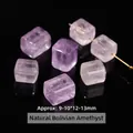 Natural Bolivian amethyst sugar cube loose beads for DIY jewelry making projects - Natural Bolivian Amethyst Rectangle