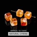 Premium natural yellow citrine crystal cube beads 10-15mm for DIY jewelry making - 10-15mm / Natural Yellow Tower Crystal