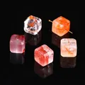 Natural red gum flower quartz crystal cube beads for DIY jewelry making size 8-10mm - Natural Red Hematoid Quartz Crystal Cube