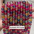 Vibrant multicolored synthetic K9 crystal beads for DIY jewelry making accessories - 6mm / 60Pcs Set / Tourmaline Color