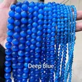 Perles rondes en pierre œil de chat bleu profond de haute qualité pour la création de bijoux - 4mm 90 Pièces/Paquet / Bleu foncé