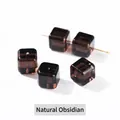 Natural translucent ice obsidian cube beads for DIY jewelry making accessories. - Ice Obsidian Style (Approx 10mm) / 10mm / Translucent Brown