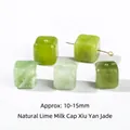 Natural green Xiuyu jade cube beads for DIY jewelry making projects 10-15mm size - Xiuyu Jade Style / 10-15mm / Light Green Milk Jade