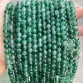 Rangs de perles rondes en calcédoine de jade vert naturel semi-transparent pour bijoux - 6mm environ 60pcs / Calcédoine de couleur mixte aquatique optimisée