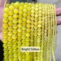 Perles rondes en pierre œil-de-chat jaune vif pour la fabrication de bijoux DIY - 4mm 90 Pièces/Paquet / Jaune vif (N° 6)