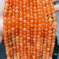 Perles rondes en calcédoine orange naturelle pour la fabrication de bijoux DIY - 6mm environ 60pcs / Calcédoine du Xinjiang orange optimisée