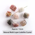 13mm square natural phantom quartz cube bead for DIY jewelry accessories design - 13mm / Natural Phantom Quartz