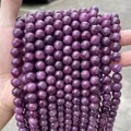 Perles rondes en calcédoine naturelle violet foncé pour la fabrication de bijoux DIY - 6mm environ 60pcs / Calcédoine du Xinjiang Violet Foncé Optimisée