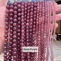 Perles rondes en pierre œil de chat violet foncé pour la création de bijoux DIY à la main - 4mm 90 Pièces/Paquet / Pierre Œil de Chat Violet Foncé N° 16