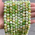 Brins de perles rondes en calcédoine verte jaune et blanche pour bijoux DIY - 6mm environ 60pcs / Jade Persan Vert Citron Optimisée