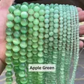 Perles rondes en verre œil de chat vert fruit en diverses tailles pour bijoux DIY - 4mm 90 Pièces/Paquet / Pierre Œil de Chat Vert Fruit N° 17