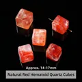 Premium 14-17mm natural red hematoid quartz sugar cube beads for DIY jewelry making - Natural Red Hematoid Quartz Cube - Large
