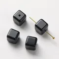 Polished natural black stone cube loose beads for personalized DIY jewelry accessories - Natural Black Obsidian Cube