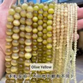 Perles rondes en pierre d'œil de chat jaune olive pour accessoires de bijoux DIY - 10mm environ 37pcs / Jaune Olive N° 19