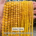 Perles rondes en pierre d'oeil de chat jaune doré pour la création de bijoux DIY - 4mm environ 90pcs / Jaune d'Or N° 21