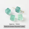 Natural green fluorite cube beads for jewelry making, 10mm square loose stones - Green Fluorite Style / 10mm / Translucent Light Green