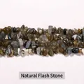Strengen van natuurlijke labradoriet gebroken steen kralen voor DIY sieraden maken - Natuurlijke Labradoriet Chips / 5-8mm ca. 122 stuks, lengte ca. 40cm per streng / Grijs