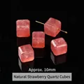 10mm natural strawberry quartz stone cube bead loose spacer for DIY jewelry making - Natural Strawberry Quartz Cube 10mm
