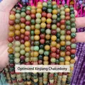 Brins de perles rondes en calcédoine naturelle multicolores pour bijoux à main - 6mm environ 60pcs / Style Pierre d'Alashan