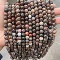 Perles en pierre naturelle aux tons terreux pour accessoires de bijoux DIY - 6mm (env. 60pcs) / Bois Pétrifié Naturel