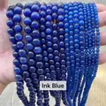Perles rondes en pierre œil de chat bleu foncé pour la fabrication de bijoux DIY - 8mm 47 Pièces/Paquet / Bleu Foncé