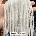 High quality natural white jade 2mm abacus beads for DIY bracelet jewelry making - Approx 4x2mm 145 Pieces/Pack / Natural White Jade