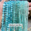 Perles rondes en pierre œil de chat bleu lac moyen pour création de bijoux DIY - 4mm 90 Pièces/Paquet / Bleu lac moyen N° 25