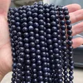 Perles de grès bleu foncé étincelantes naturelles pour la création de bijoux SKU - 4mm (Environ 90 Pcs/Brin) / Grès bleu synthétique