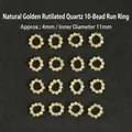 Kralenringen van natuurlijk goudrutielkwarts met kralen van 4 mm en binnendiameter 11 mm - 4mm Kraaldiameter - 11mm ID / Natuurlijke Gouden Rutilated Kwarts 10-Kraal Loopring