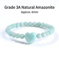 Luxe handgemaakte armband van natuurlijk lichtgroen amazoniet met 6 mm hartstukje - Amazoniet