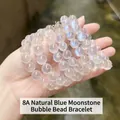 Hochwertiges natürliches blaues Mondstein-Perlenarmband mit elegantem blauem Glanzeffekt - 8A Natural Blue Moonstone Bubble Bead Bracelet / 10mm