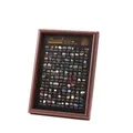 Professionelle Sammlung von 100 natürlichen Mineralien in einem braunen Holzrahmen - Chinesisch Schwarzer Hintergrund / 100 Mineralien Set / Braun