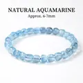 Natürliches hellblaues Aquamarin-Armband mit 6-7mm unregelmäßigen Steinen für Damen - Natürlicher Aquamarin Trommelperlen Stil / 6-7MM