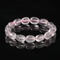 Elegante natuurlijke roze rozenkwarts armband met glad gepolijste afwerking voor vrouwen - Natuurlijke Sterrozenkwarts Stijl / 8-10mm / Roze
