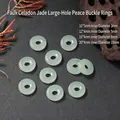 Lichtgroene glazen donutkralen in verschillende maten voor DIY-sieradenaccessoires - 16*4mm (Binnendiameter 8mm) / Imitatie Qing Jade Groot Gat Ping An Kou Ring