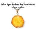 Pendentif tournesol naturel en tranche de géode d'agate jaune avec bord doré élégant - Pendentif Tranche de Pierre Brute d'Agate Tournesol (Cuivre) / Jaune
