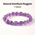 Natuurlijke paarse amethist nugget kraal armband ca. 7-10mm edelsteen sieraden - Natuurlijke Amethist Stijl / Paars
