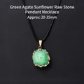 Collier avec pendentif en agate verte naturelle en forme de tournesol et cordon. - Tournesol Paisley Vert